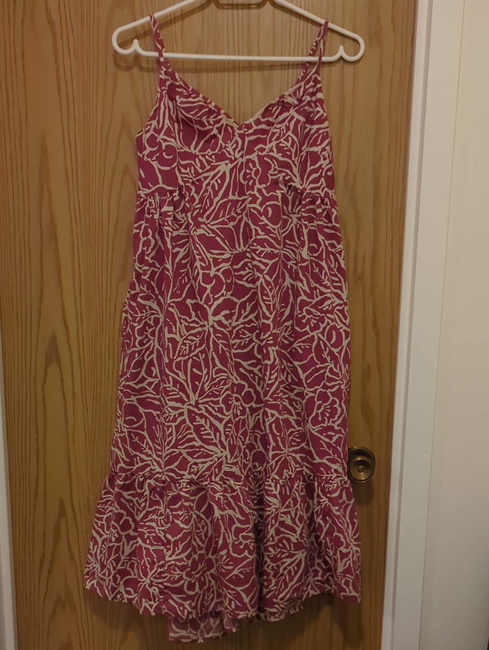 GAP Pink and White Floral Spaghetti-Strap Maxi Dress